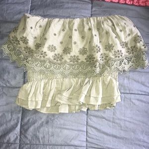 strapless cropped with ruffles